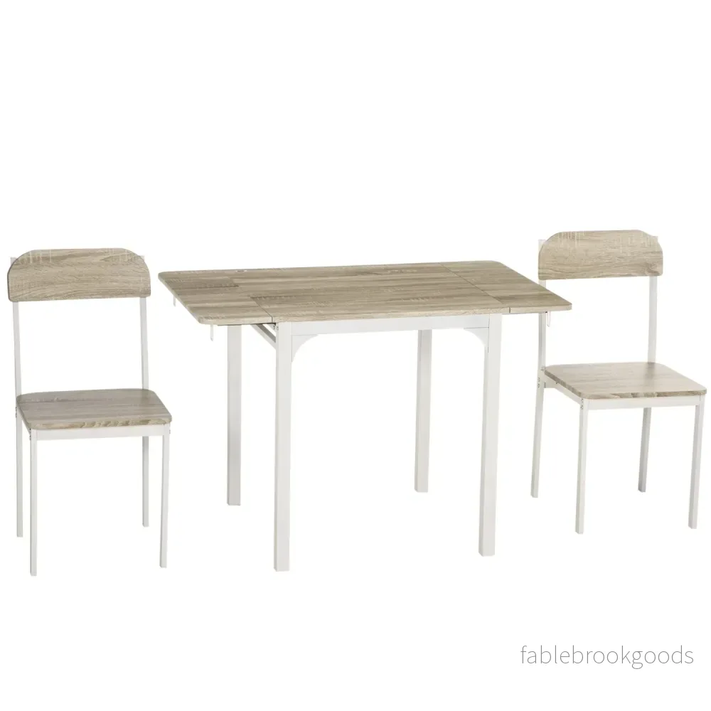 3-delat matsalsset med hopfällbart bord och stolar, stål MDF 3-delat matsalsset med hopfällbart bord och stolar, stål MDF