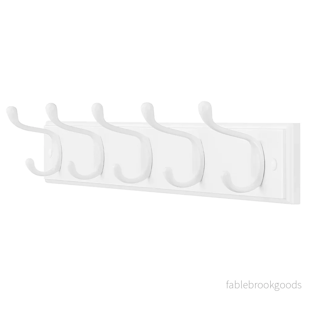 Wandkapstok - 5 Dubbele Haken - Metaal - 50 cm - Wolkenwit