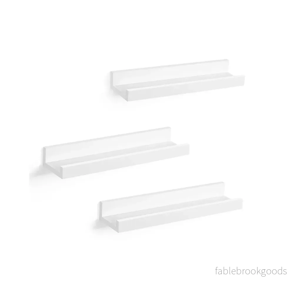 Flytande bokhyllor – set om 3 – högblank – vit Flytande bokhyllor – set om 3 – högblank – vit