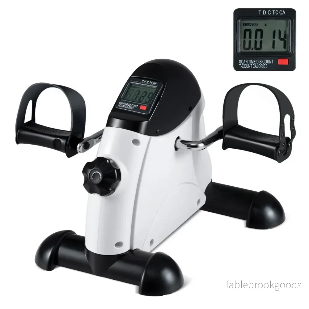 Mini – pedaltränare med LCD skärm Bärbar träningsmaskin för arm och benträning – Vit