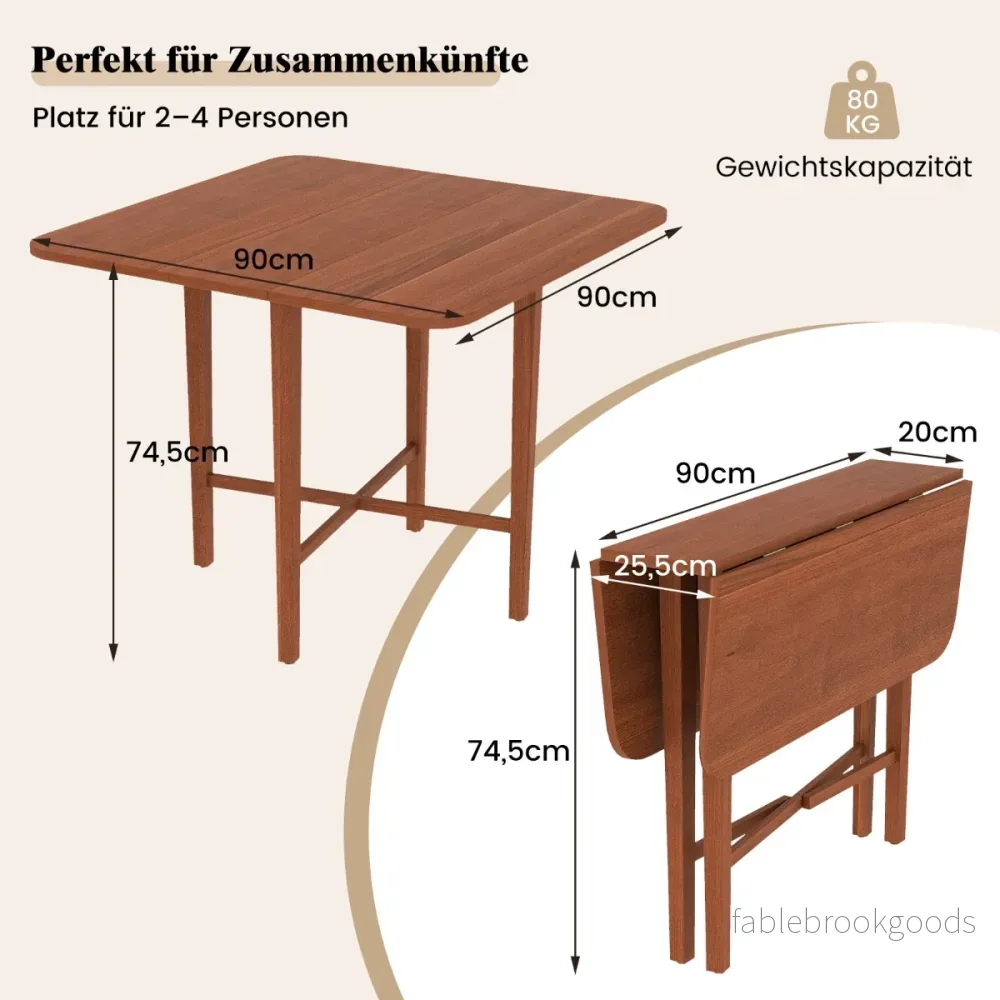 Kvadratiskt – träbord för personer med vinkliga bordsskivor matsalsbord – 2-4 2 – Brun - Bild 2