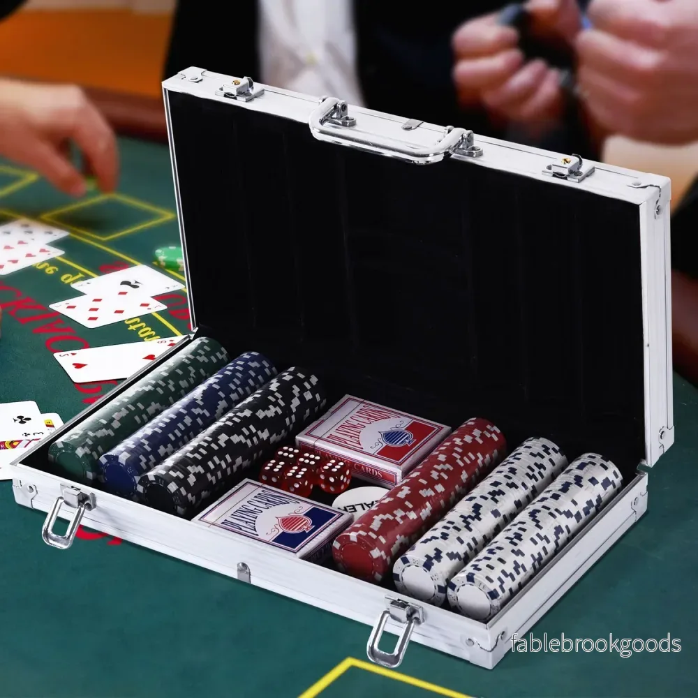 Pokerchipset – 300 marker, 2 kortlekar, 5 tärningar, aluminiumfodral - Bild 2
