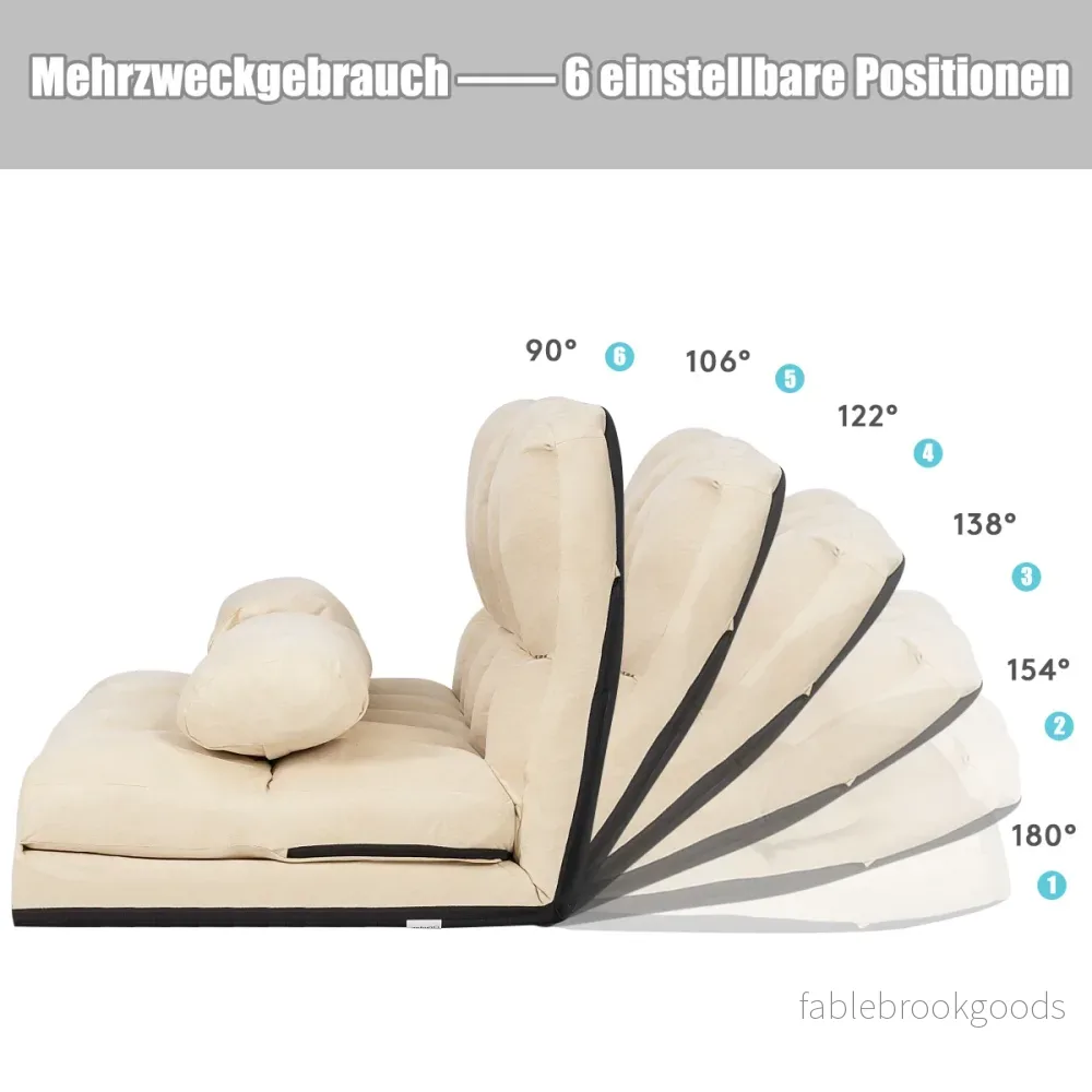 Bäddsoffa – med kuddar nivå justerbart ryggstöd – 2 6 180 x 113 x 10 cm – Beige - Bild 3