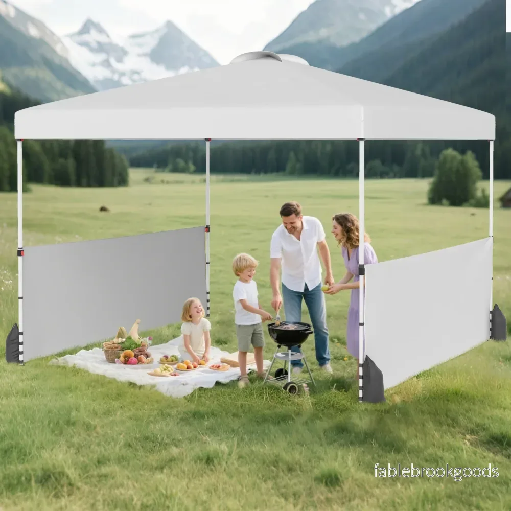 Paviljong – med sidoväggar och väska inklusive vindlinor sandpåsar – 3 x 3 m 2 4 4 – Vit - Bild 3