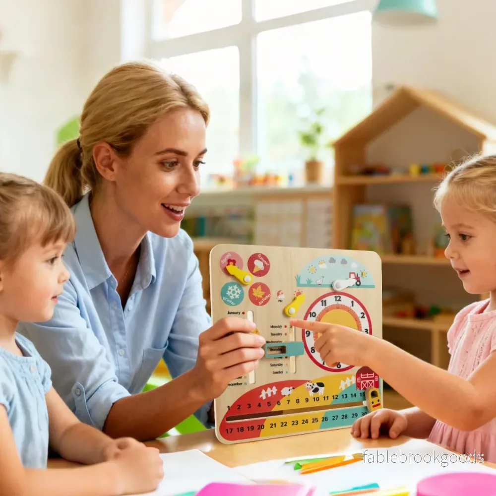Montessori – Träleksak för Småbarn Pedagogisk Lärura Daglig Barnkalender – Färgglad - Bild 3
