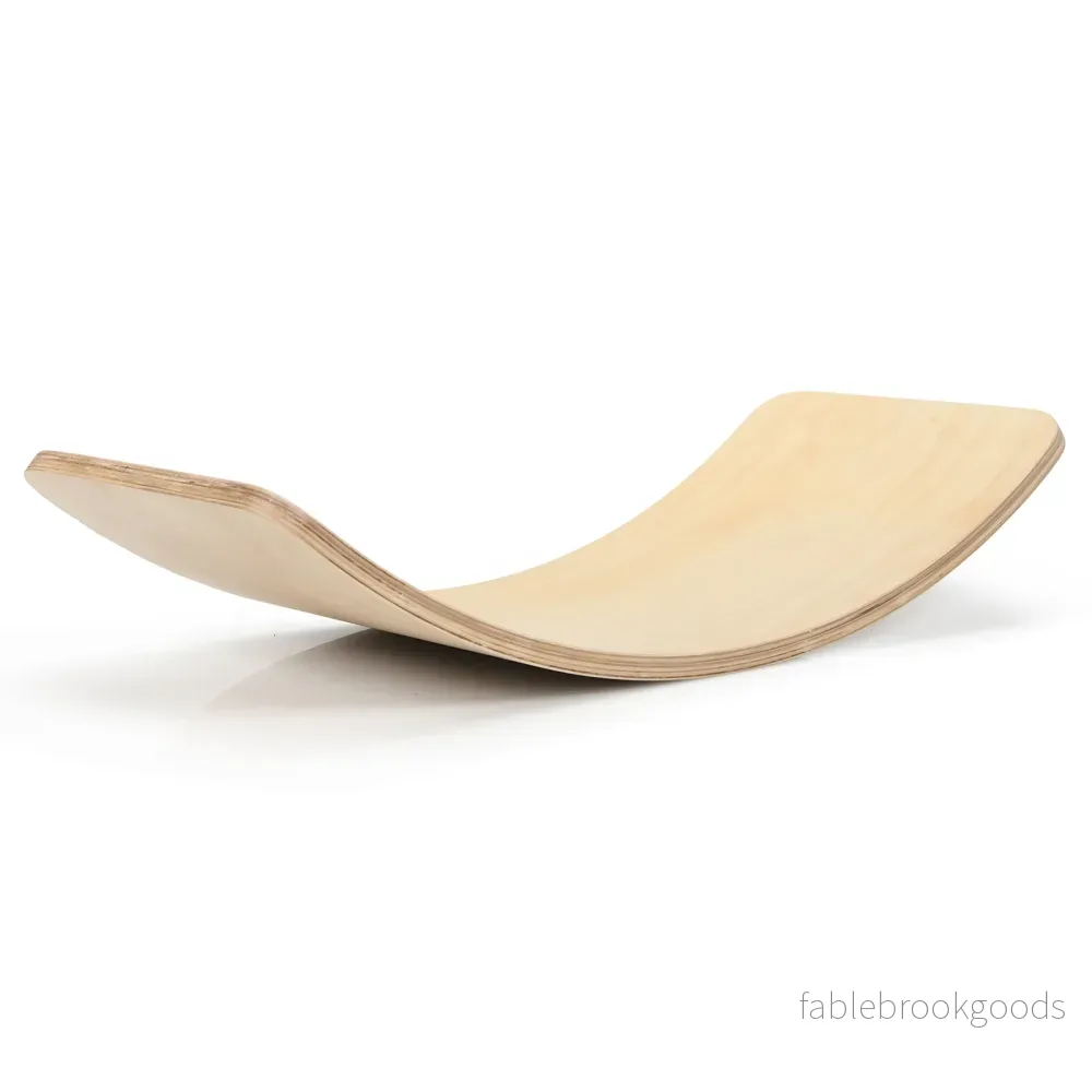 Balansskiva – Böjd bräda av trä – 90 x 30 cm – Natur - Bild 2