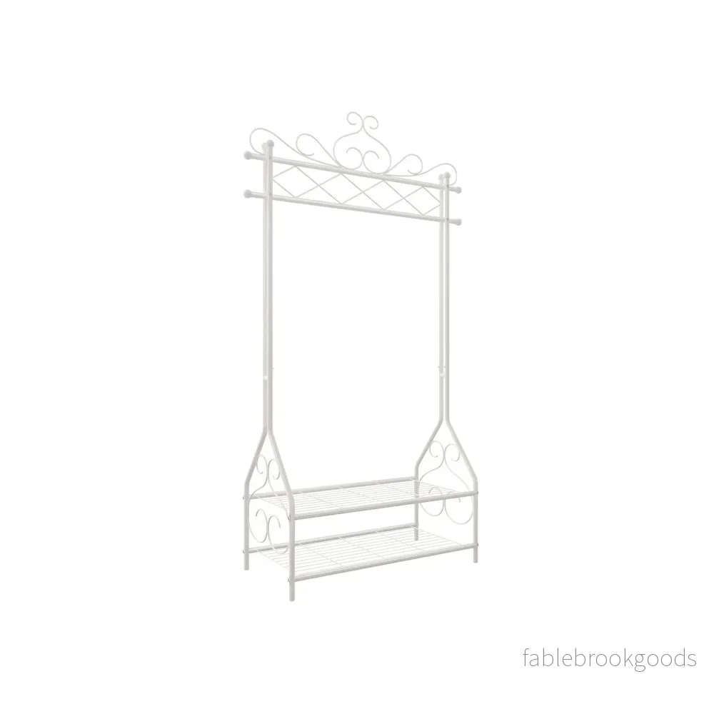 Klädställ – vintagestil med skoställ – beige Klädställ – vintagestil med skoställ – beige