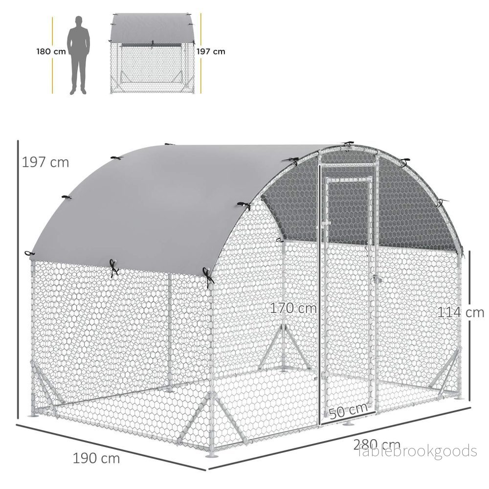 Stålhönshus med UV-skydd – 4-6 kycklingar, 280x190x197 cm - Bild 3