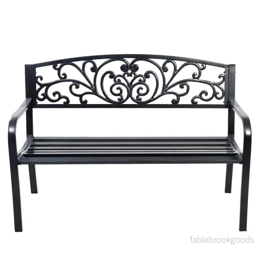 Trädgårdsbänk – Gunga Parkbänk Trädgårdsmöbler Ölträdgård Gjutjärn – 127 x 60 x 85 cm – Svart - Bild 3