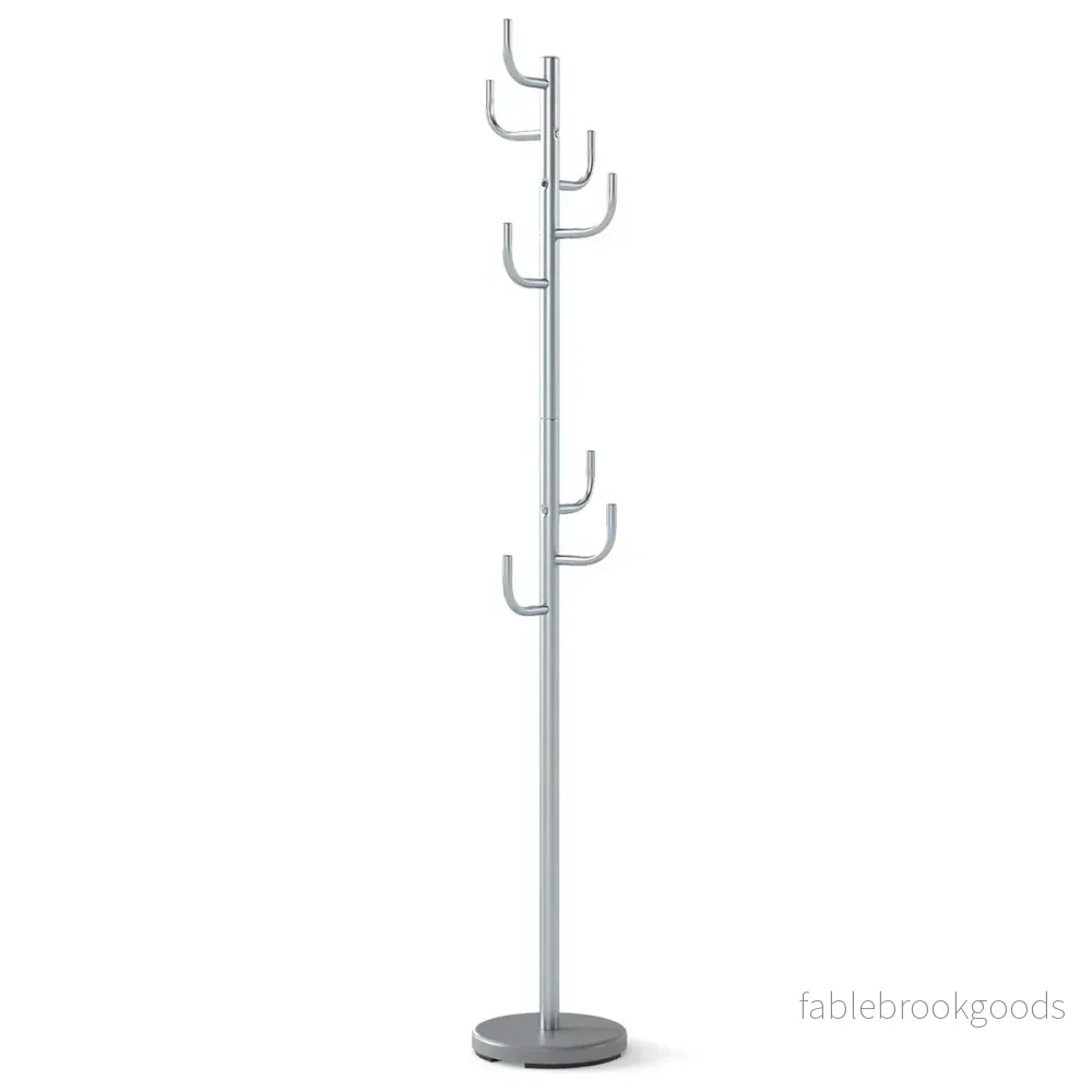 Modern – Garderobsstativ Hakar Kaktus Klädesstativ med Viktbas och Böjda Ändor – 8 175 cm – Silver
