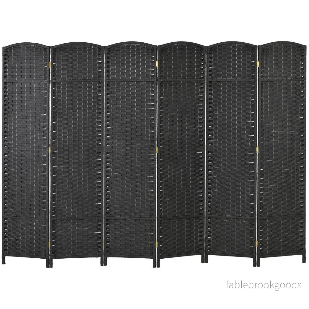 6-panels rumsavdelare, vikbar insynsskydd, insynsskydd för vardagsrum, sovrum, hemmakontor, svart