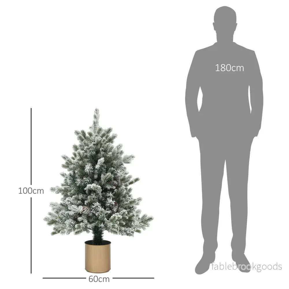 Konstgjord julgran, 100cm, snöig, flamskyddad - Bild 3