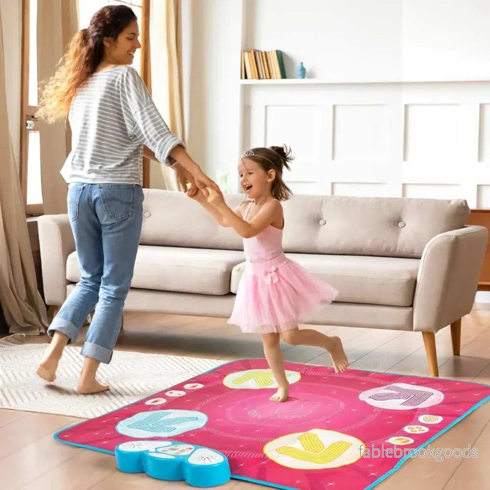 Barn – dansmatta med LED lampor och minnesspel musiklåtar musikmatta – 8 – Rosa - Bild 3