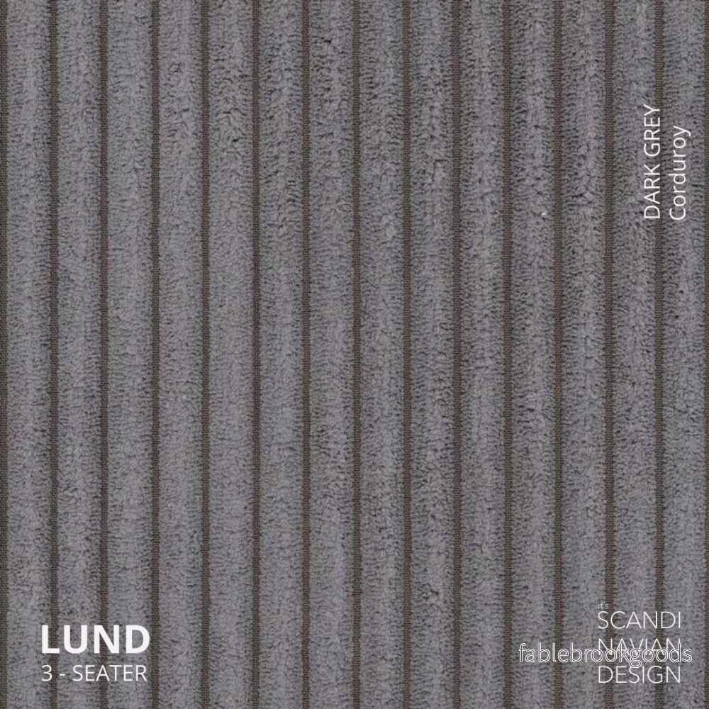 Lund 3-seater Sofa, Dark Grey Corduroy, removable & washable cover - Bild 3