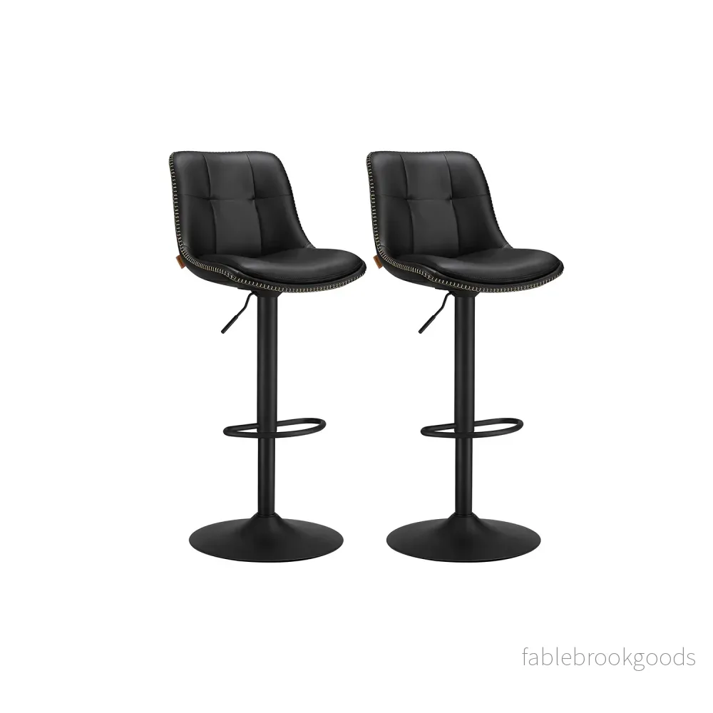 Barstolar Set om 2 – justerbar och vridbar – med ryggstöd och vadderad sits
