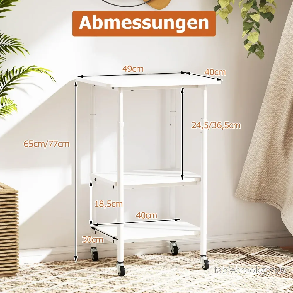 stegs – höjdjusterbar skrivarbord med hyllor och hjul – 3 – Vit - Bild 2