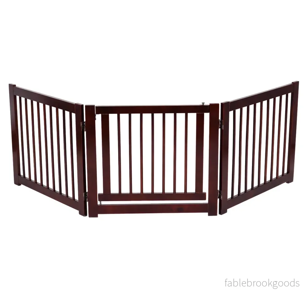 Säkerhetsport – Tredelad Hunddörr Säkerhetsgrind – 206 x 61 x 1,8 cm – Brun - Bild 2