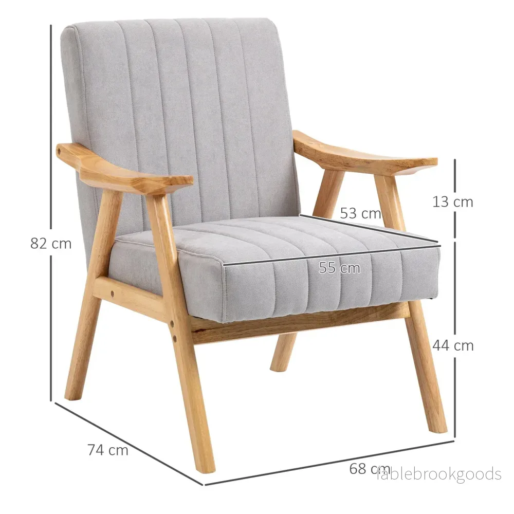 Klädd Wing Chair i sammetslook, Scandi Design, Grå - Bild 3