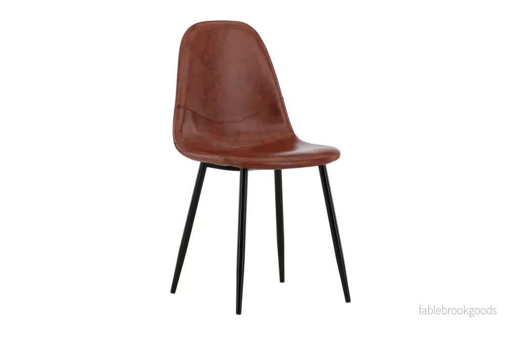 Polar Matstolar 2-pack Brun PU med Svarta Metallben | Venture Home - Bild 3