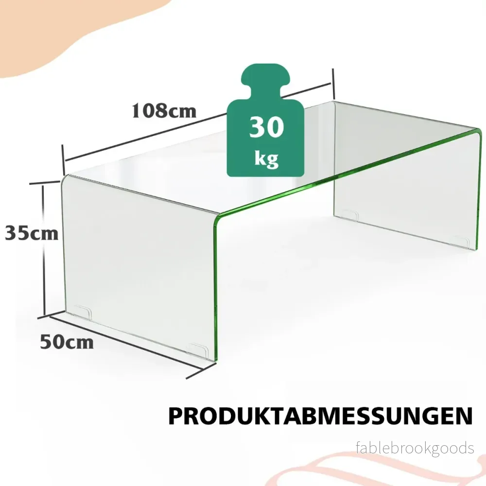 Soffbord – Glasbord U format sidobord av härdat – 108 x 50 x 35 cm – Genomskinlig - Bild 2