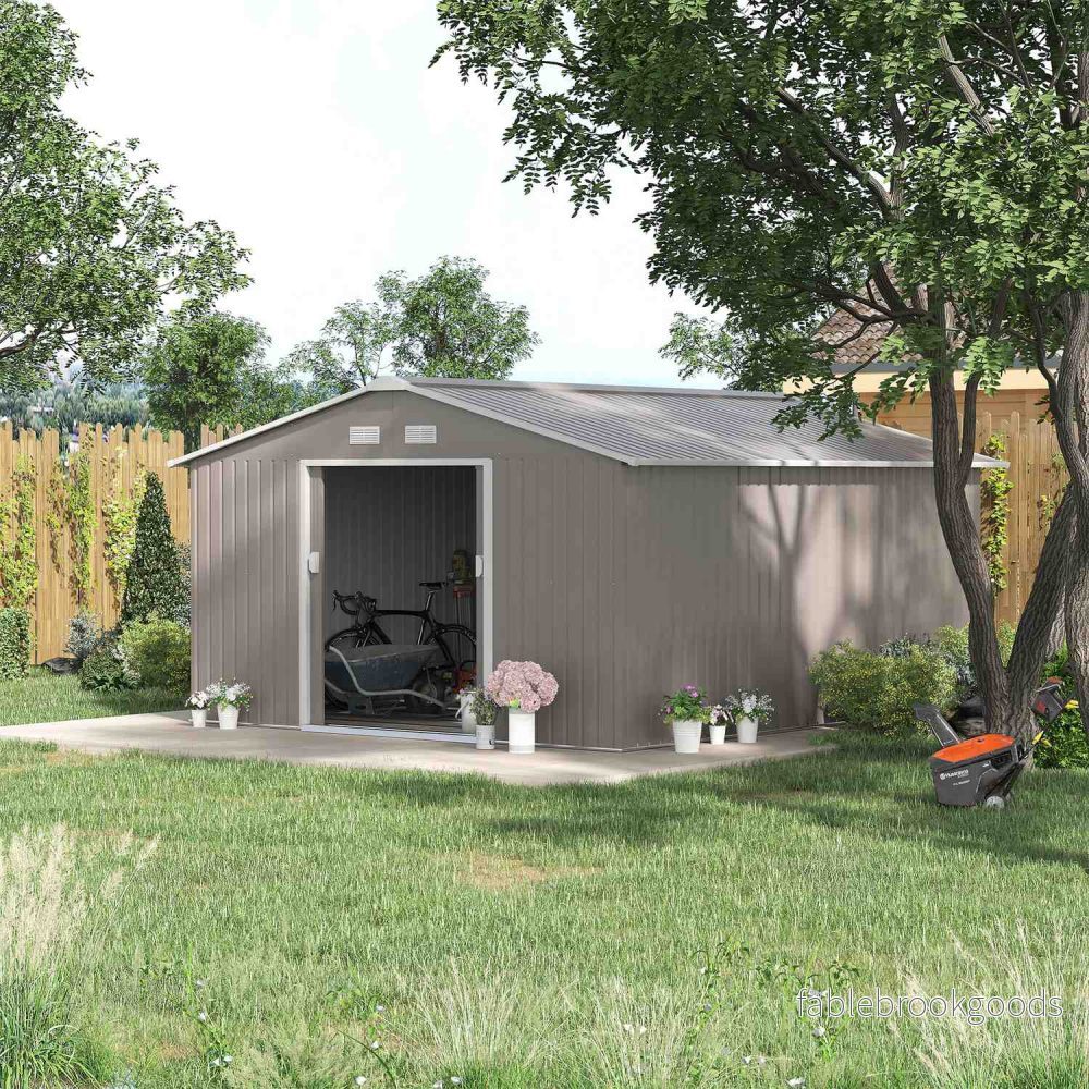 Trädgårdsbod, väderbeständigt stål, 12,4 m², skjutdörr - Bild 2