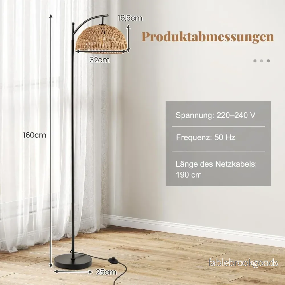 Golvlampa – med hängande lampskärm och fotströmbrytare E27 sockel – 160 cm – Svart - Bild 2