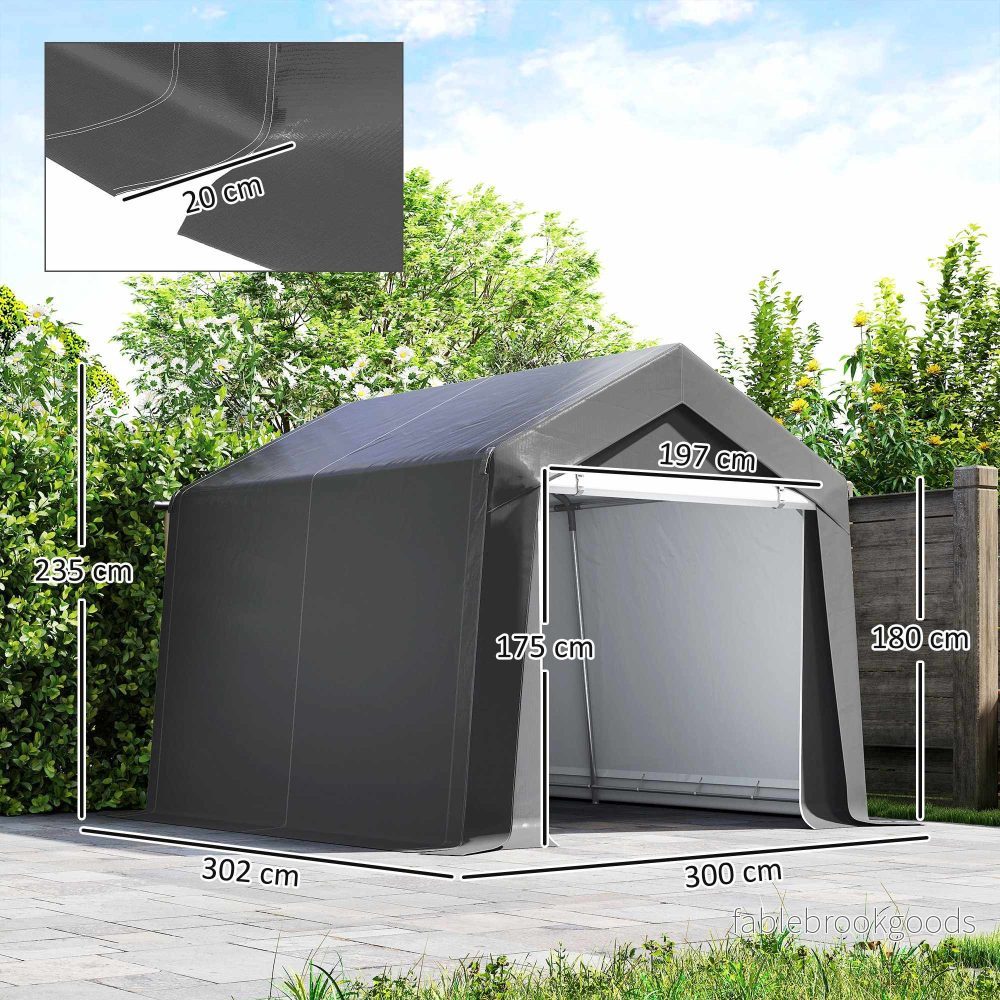 Vattentätt carporttält 3x3 m med rulldörr, ventilation - Bild 3