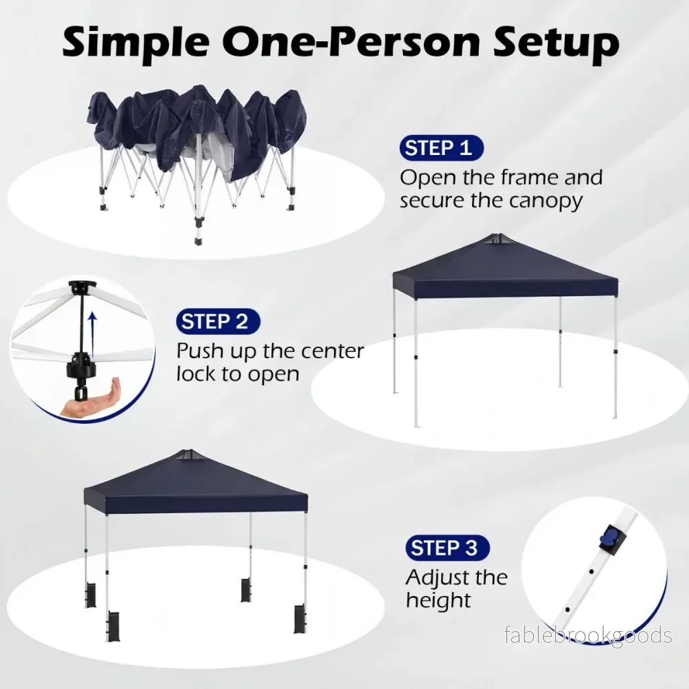Pop – up paviljong med sandsäckar och markpinnar rep Fällbar – 4 3 x 3 m – Blå - Bild 3