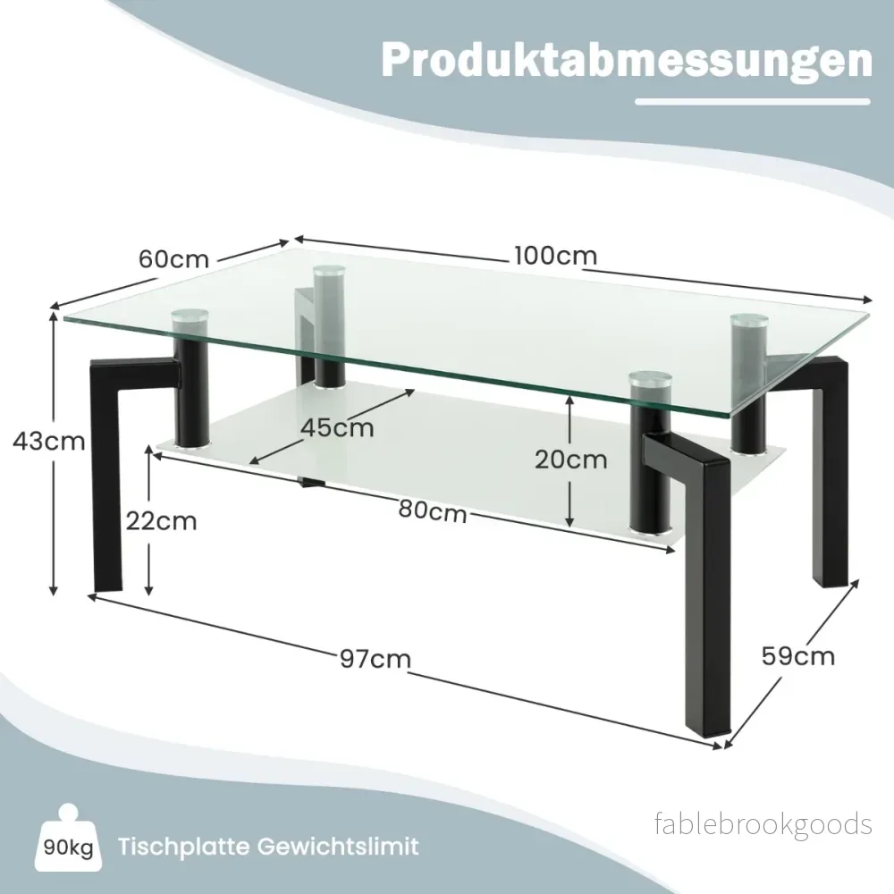 Rektangulärt – soffbord i glas vånings modernt – 2 – Svart - Bild 3