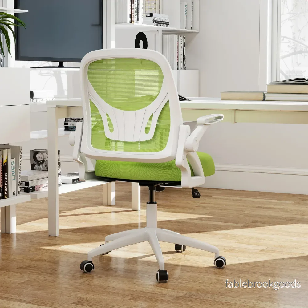 Ergonomisk – kontorsstol med fällbara armstöd och gungfunktion skrivbordsstol – Grön - Bild 3