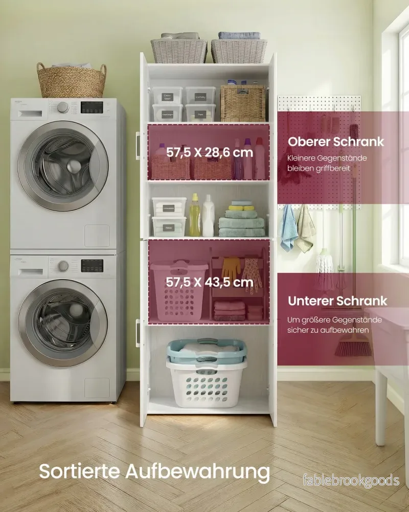 Kast - 80 x 40 x 180 cm - 4 deuren, 5 planken - Sneeuwwit - Max. belasting per plank 25 kg - Bild 3