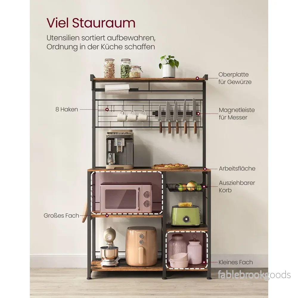 Kökshylla med magnetlist och 12 krokar vintage brun-svart - Bild 3