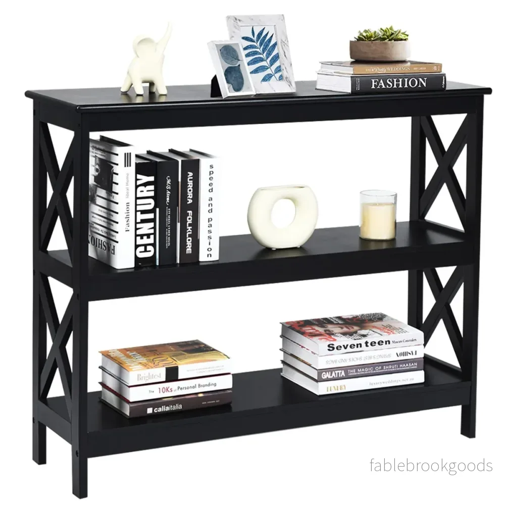 Konsolbord – Sidobord Industriell design med hylla Hallbord – 100 x 33 x 80 cm – Svart - Bild 2