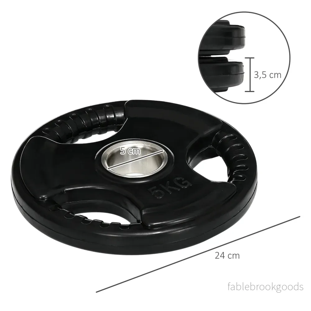 Ett par 5 kg gummi Olympic Tri-Grip viktskivor - Bild 3