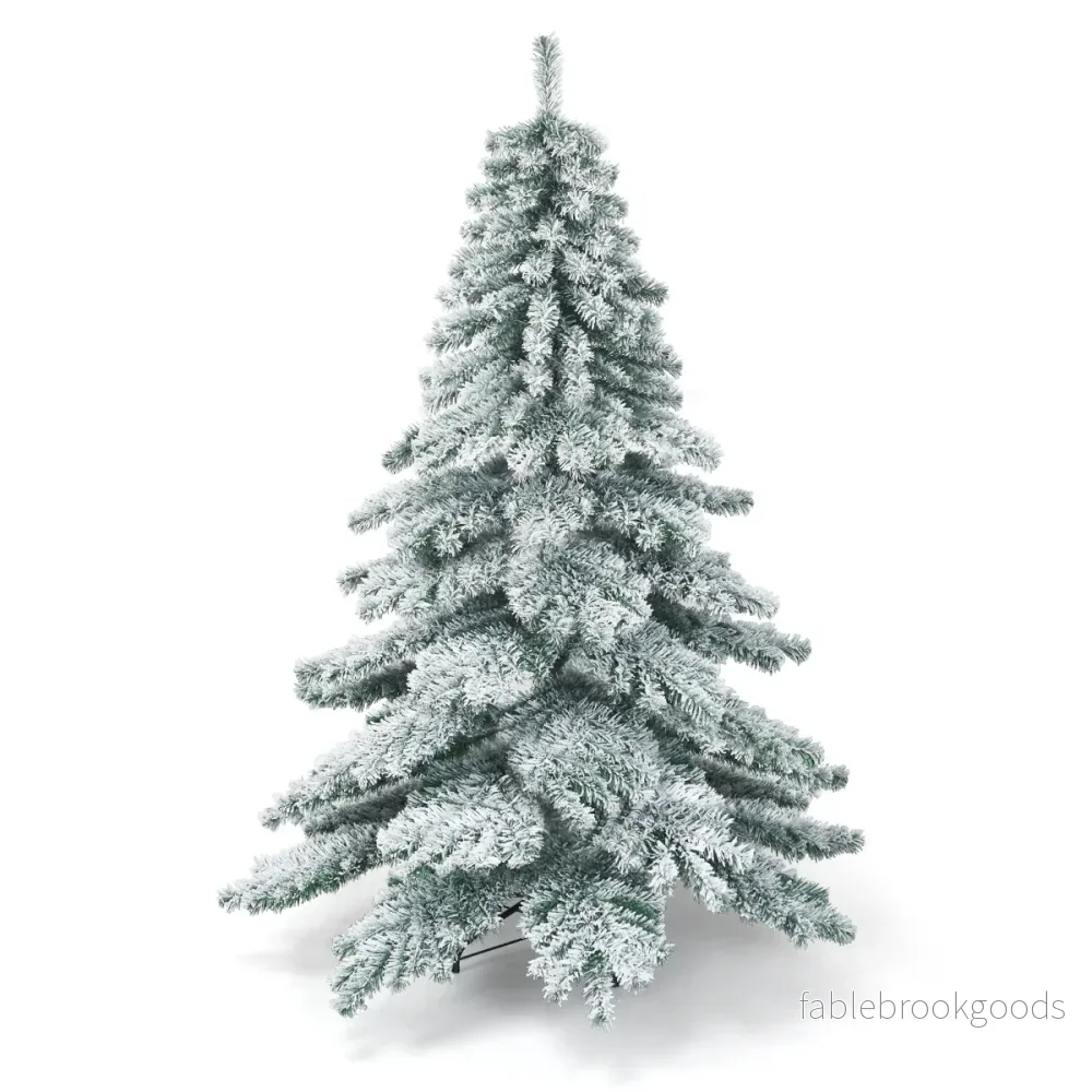 Konstgjord – julgran med snöflingor PVC tips + – 180 cm – Grön och vit