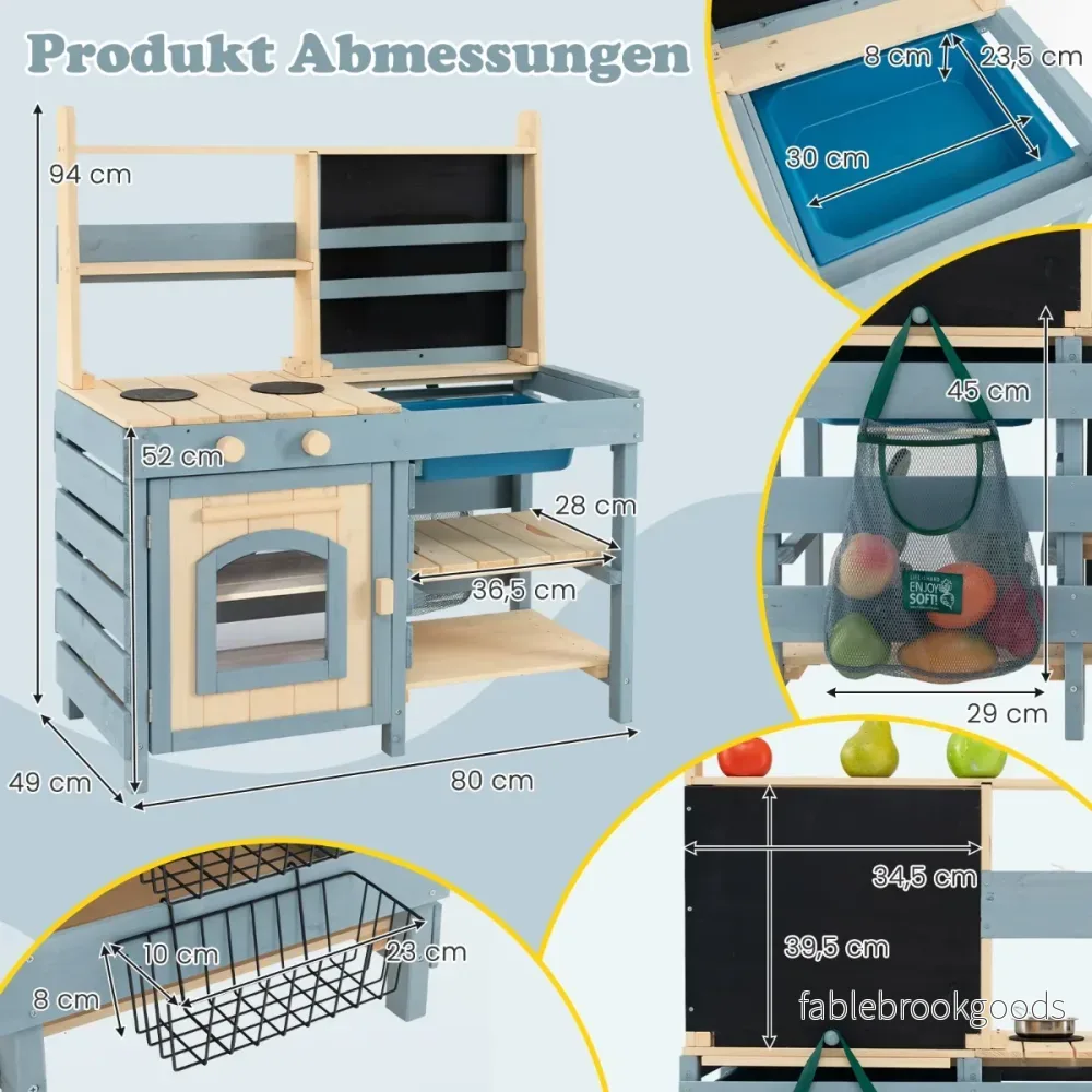 i – utomhusmatlagningskök med vattenkran och avtagbart diskho Barnkök – 2 1 – Blå