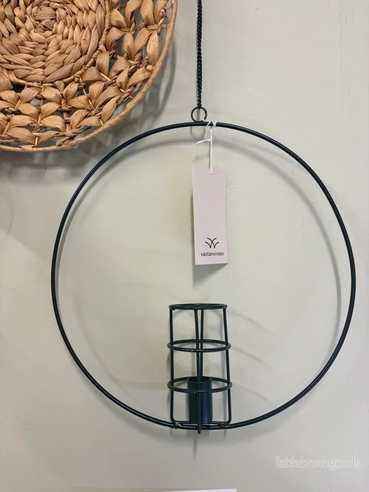 Ljusstake hängande ring, svart