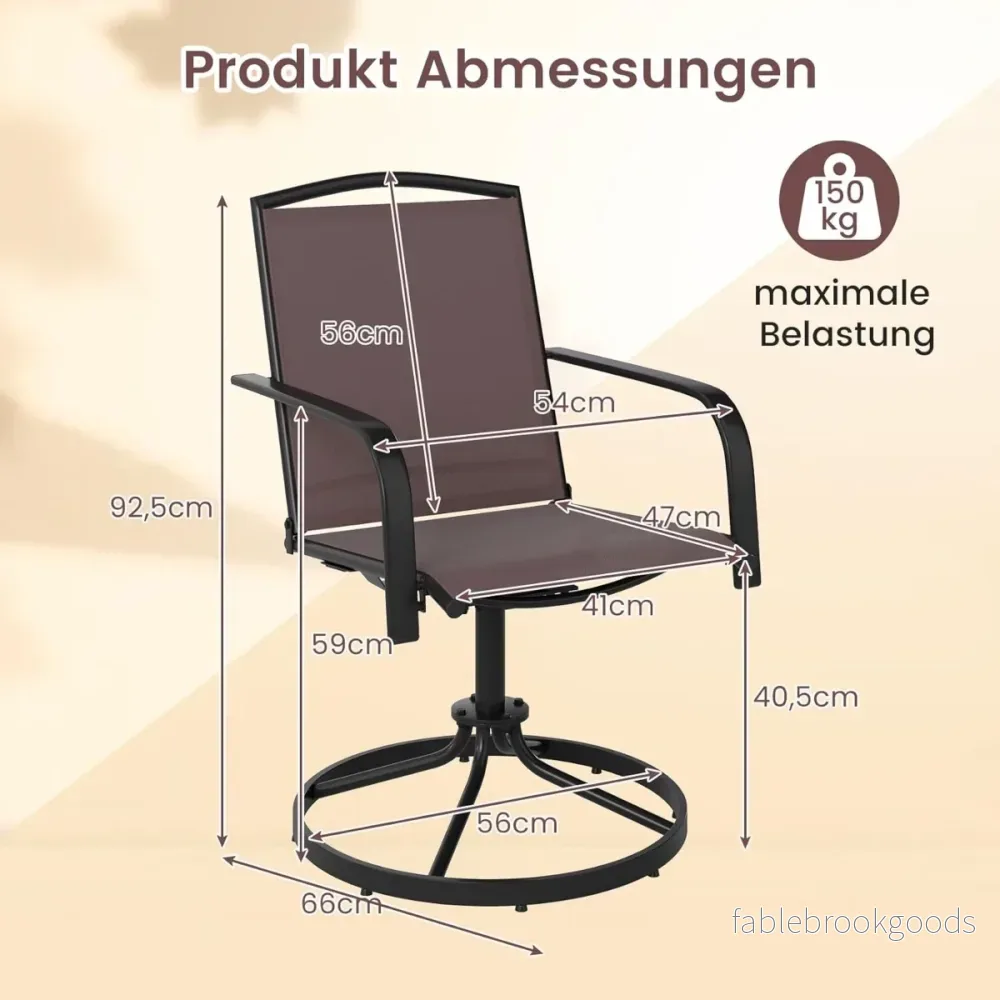 pack – 360° roterbara trädgårdsstolar med snabbtorkande tyg, terrassstolar bruna – 2 – Brun - Bild 2