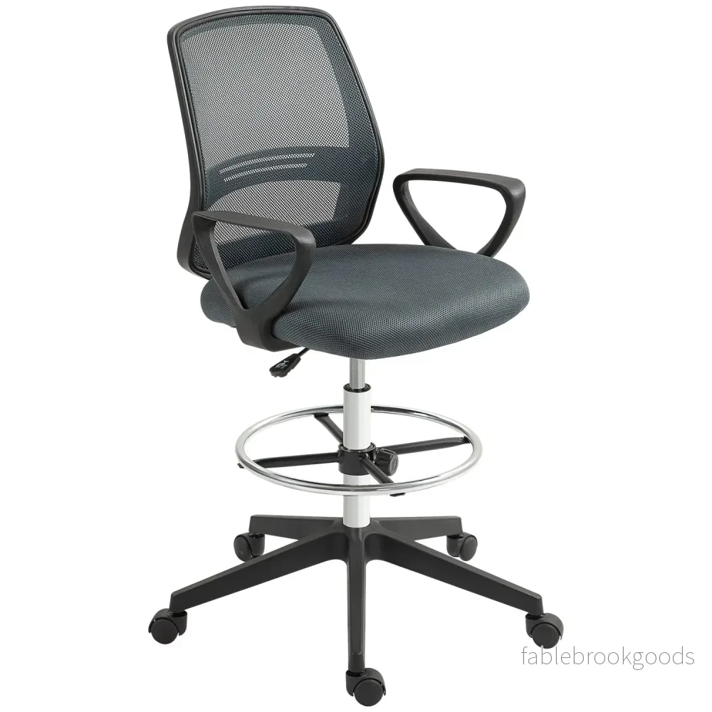 Ergonomisk kontorsstol med armstöd och justerbart fotstöd