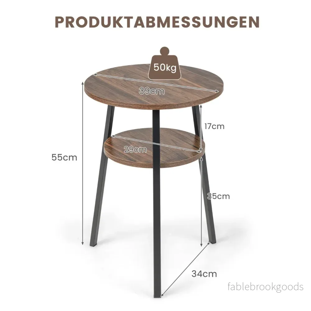 våningar – sidobord runt sängbord med metallram Vintage – 2 39 x 39 x 55 cm – Brun - Bild 2