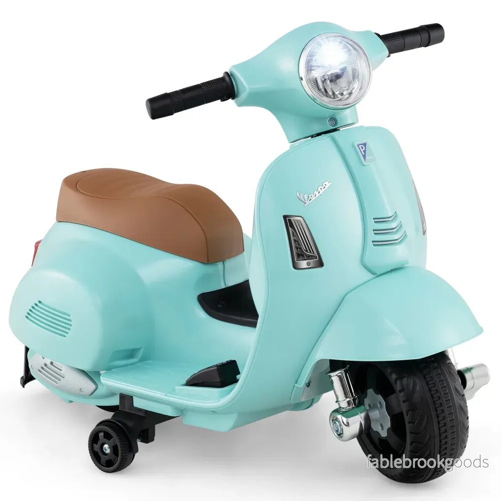 Licensierad – Vespa Barn Elmotorcykel 6V Batteridriven med LED strålkastare – Blå
