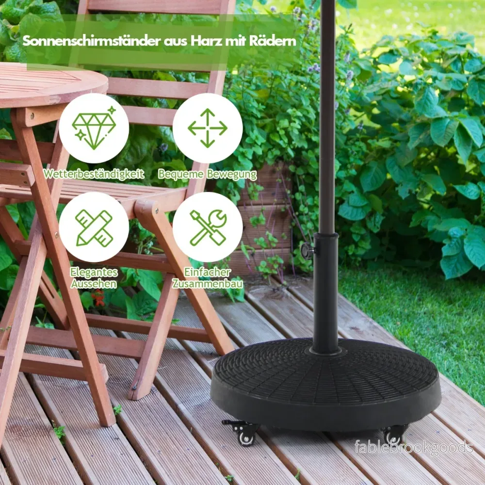 Parasollbas – med hjul Market Paraplyställ Runt – Ø 52 cm 23 kg – Svart - Bild 2
