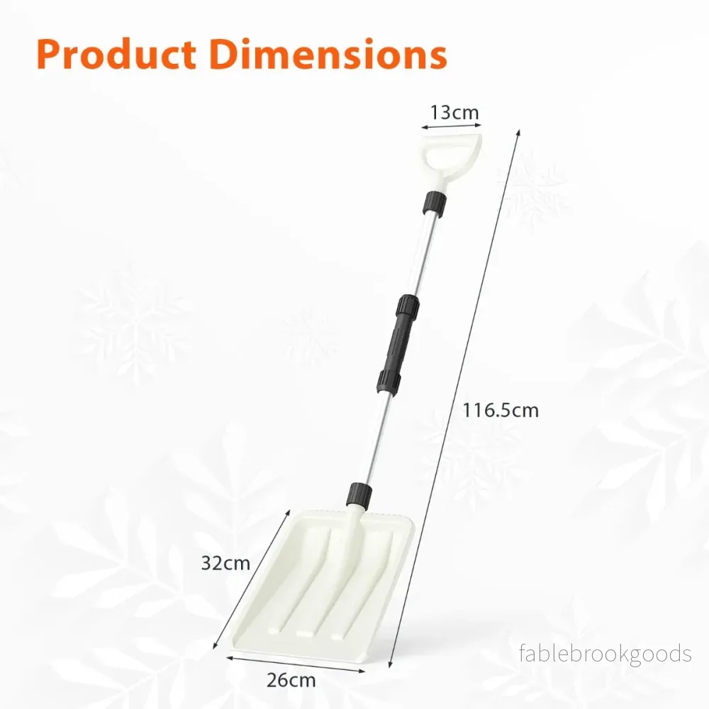 Snöskyffel – bred lätt med ergonomiskt handtag och robust aluminiumskaft – 26 cm – Vit - Bild 2