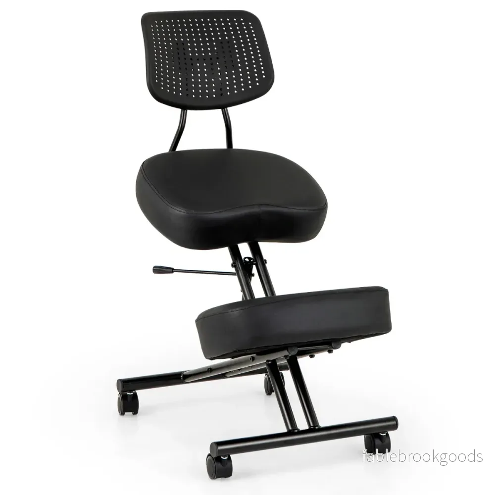 Ergonomisk – knä stol med sned sits för smärtlindring ortopedisk – Svart