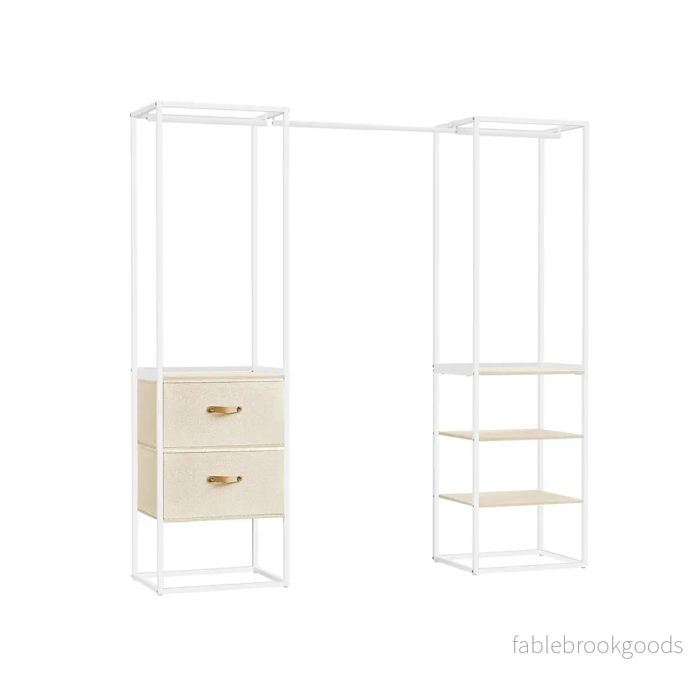Klädställ – med 2 lådor – stål – naturbeige - Bild 2