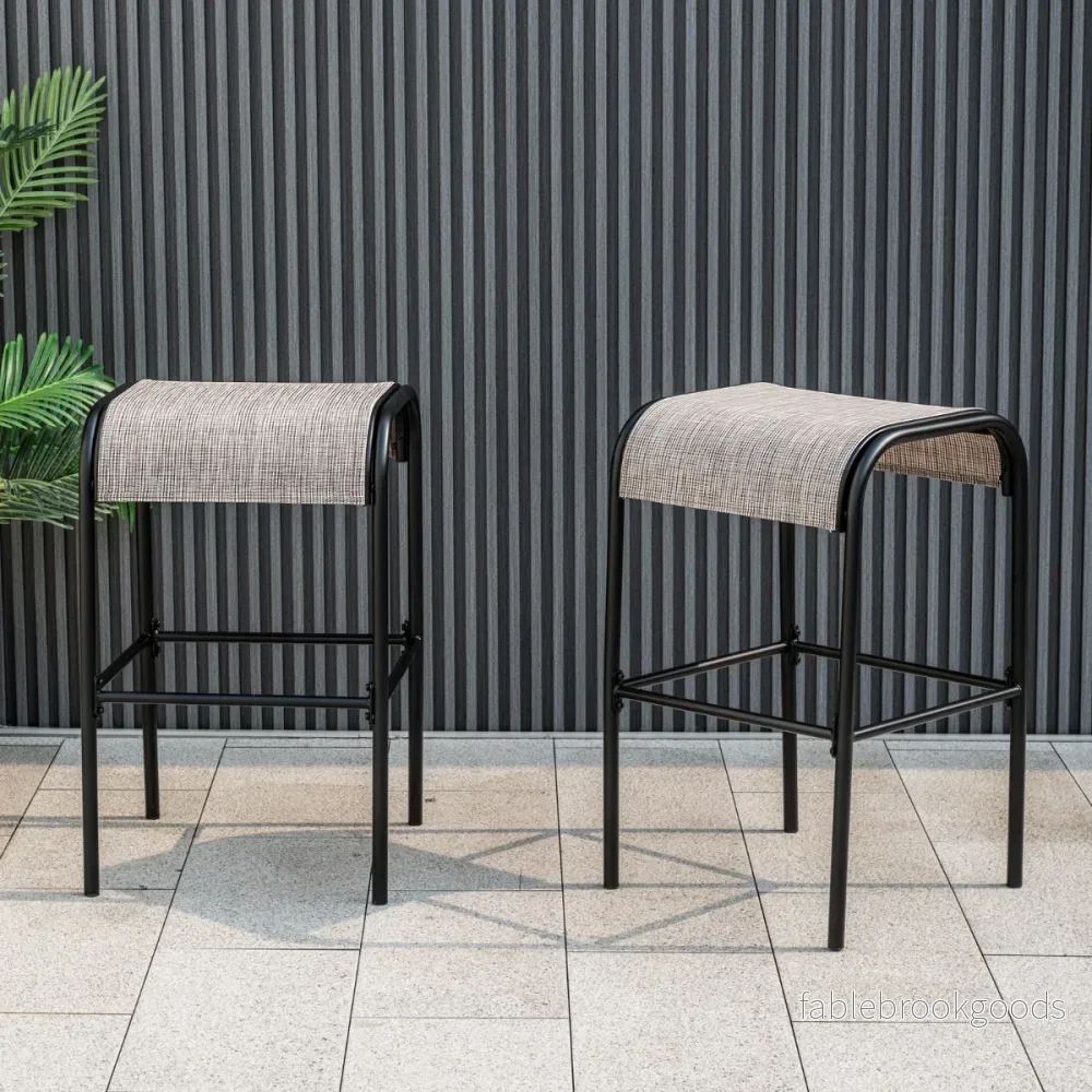 Set – med barstolar utomhus böjd tygsäte upp till lastkapacitet – 2 180 kg – Brun - Bild 3