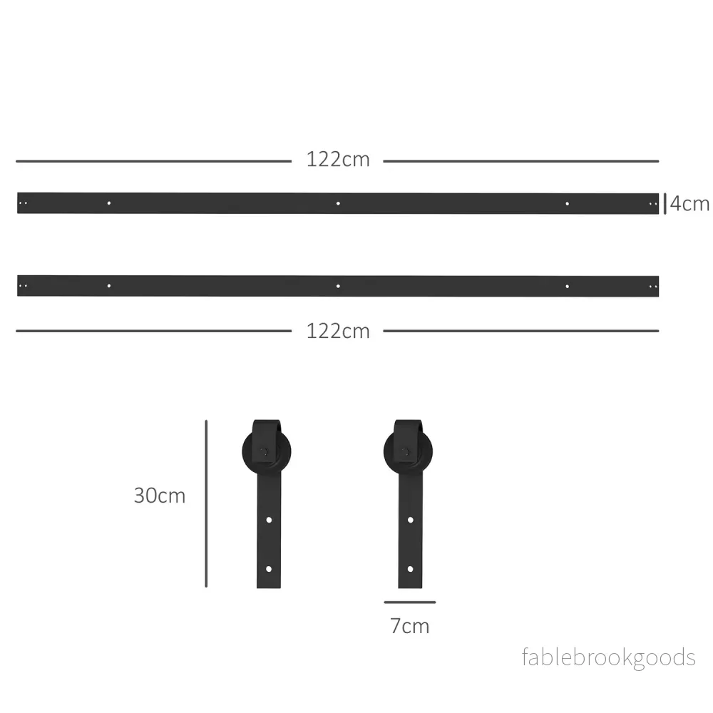 Beslagssats för skjutdörrar, 244cm, kolstål, svart - Bild 3
