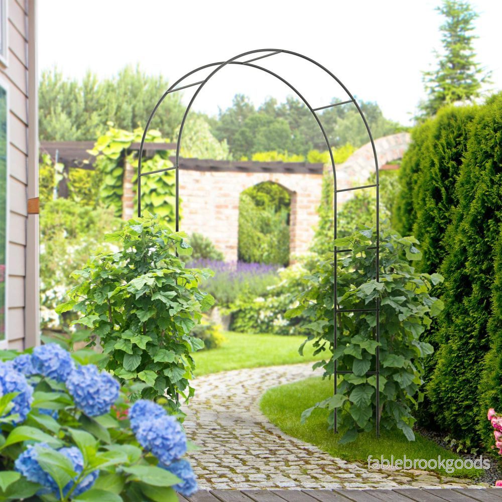 Trädgårdsbåge i metall för klätterväxter – Svart, 140x40x240 cm - Bild 2