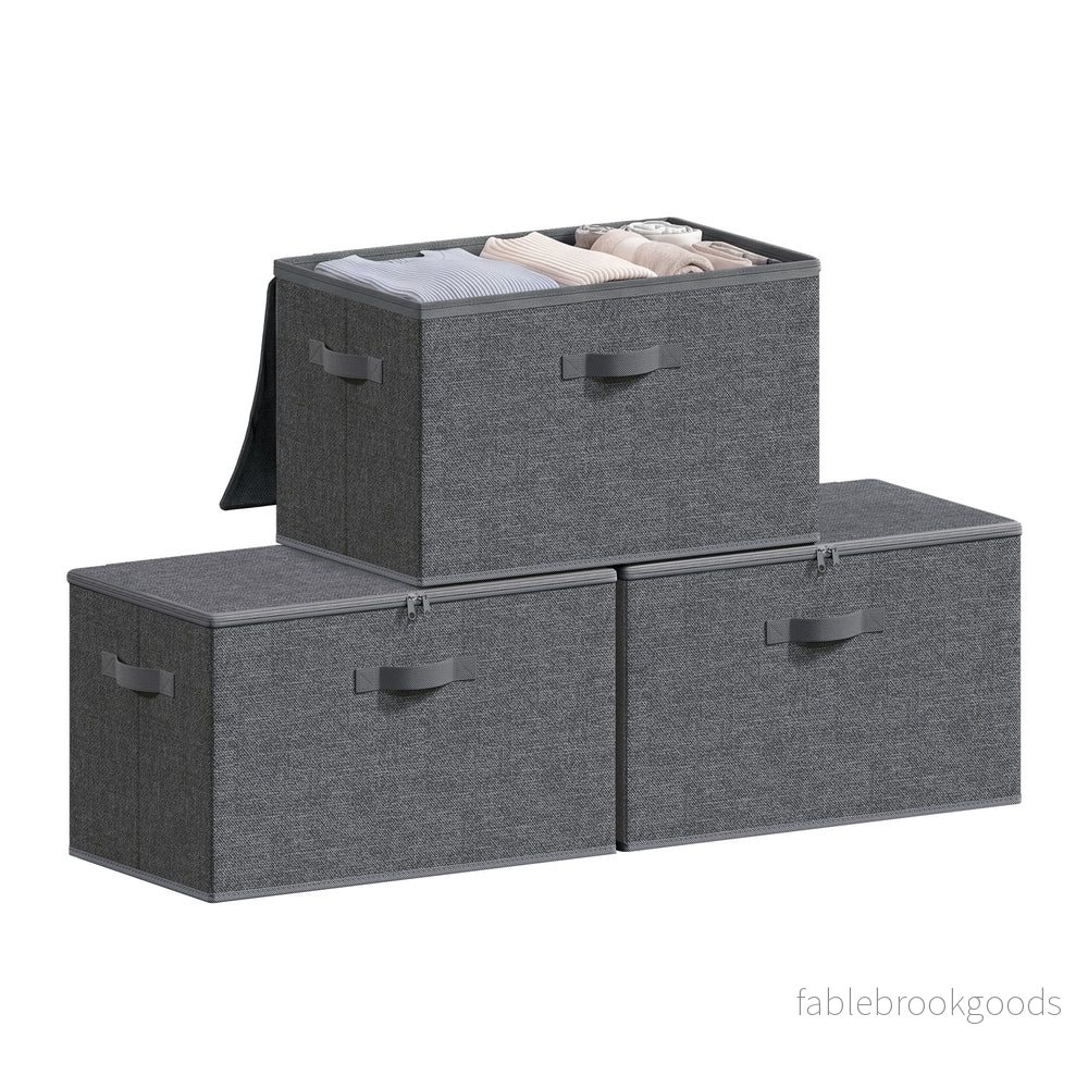 Opbergbox - Opvouwbaar met Handgrepen - Set van 3 - Grijs - 50 x 30 x 30 cm - Bild 2