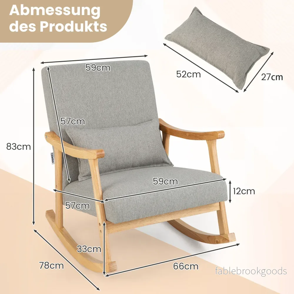 Gungstol – med hög rygg och vadderad sits Modern accentstol – Grå - Bild 2